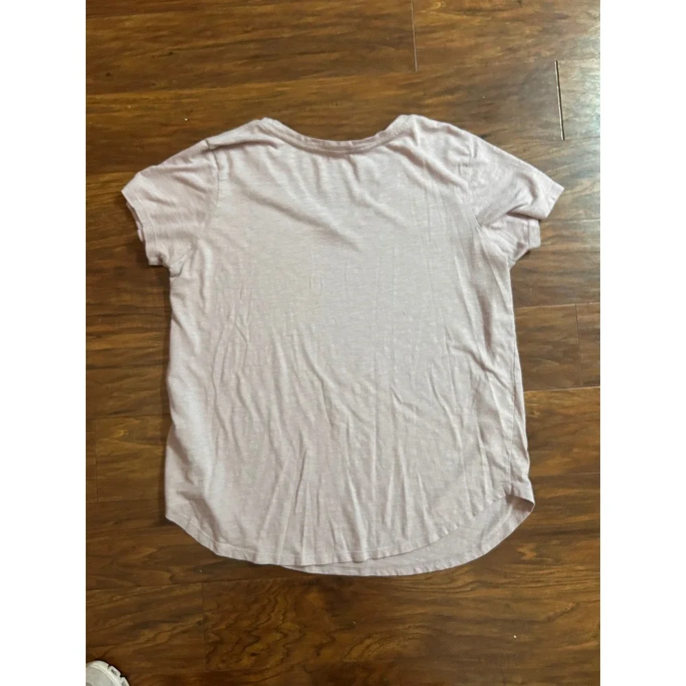 Soft Mauve Effortless V-Neck Top Womens XL Short Sleeve Tee - Picture 8 of 8